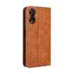 TCL 505 4G Brown Leather Phone Case - Retro Texture, Magnetic Buckle - 3