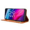 TCL 505 4G Brown Leather Phone Case - Retro Texture, Magnetic Buckle - 5