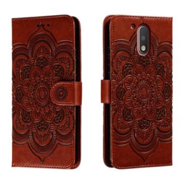 Motorola Moto G4 Sun Mandala Leather Case - Brown - 1