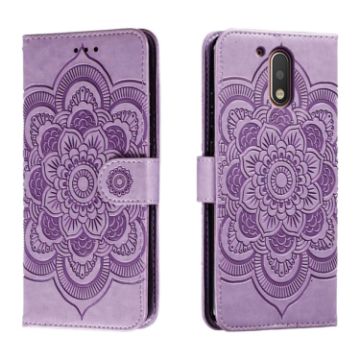Motorola Moto G4 Sun Mandala Embossing Leather Case (Purple) - 1