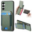 Samsung Galaxy A05s Carbon Fiber Wallet Stand Phone Case - Green - 1
