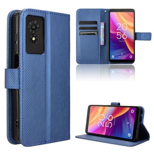 TCL 501 4G Blue Leather Phone Case - Diamond Texture - 1