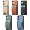 Samsung Galaxy A41 Carbon Fiber Wallet Stand Phone Case - Khaki - 6
