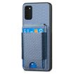 Samsung Galaxy A41 Carbon Fiber Vertical Flip Wallet Stand Phone Case Blue - 2