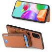 Samsung Galaxy A41 Carbon Fiber Vertical Flip Wallet Stand Phone Case - Brown - 5