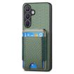 Samsung Galaxy S22 5G Carbon Fiber Wallet Stand Phone Case Green - 2