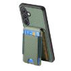 Samsung Galaxy S22 5G Carbon Fiber Wallet Stand Phone Case Green - 3