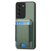 Samsung Galaxy S22+ 5G Carbon Fiber Wallet Stand Case Green - 2