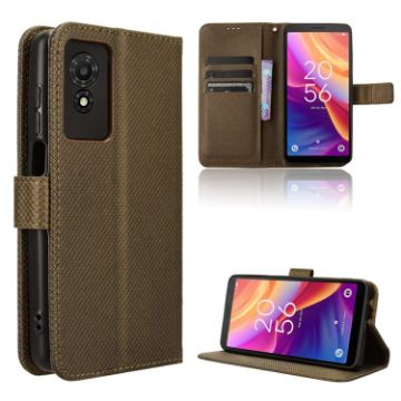 TCL 501 4G Diamond Texture Leather Phone Case - Brown - 1