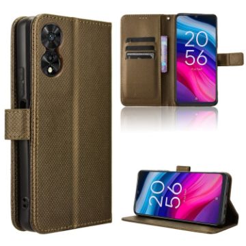 TCL 505 4G Diamond Texture Leather Phone Case - Brown - 1