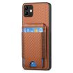 Samsung Galaxy A12 5G Carbon Fiber Wallet Stand Case - Brown - 2