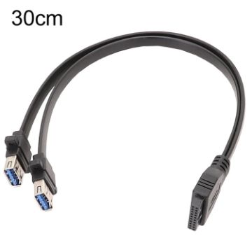 30cm Motherboard USB3.0 Panel Cable Front 19Pin To Dual-Port A Female Data - 1