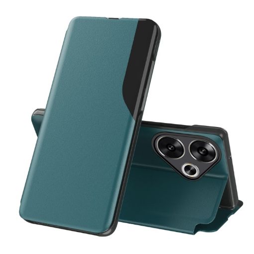 Xiaomi Poco F6 Attraction Flip Holder Leather Phone Case - Green - 1