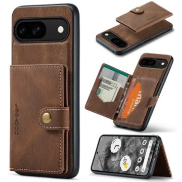 Google Pixel 9 JEEHOOD J01 Retro Wallet Phone Case (Brown) - 1