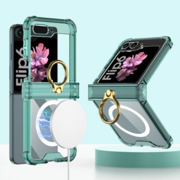 Samsung Galaxy Z Flip6 GKK MagSafe Airbag Hinge Shockproof Phone Case Green - 1