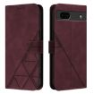 Google Pixel 6a Crossbody 3D Embossed Flip Leather Phone Case - Wine Red - 2