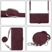 Google Pixel 6a Crossbody 3D Embossed Flip Leather Phone Case - Wine Red - 3