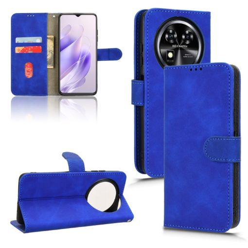 Oukitel C37 Blue Leather Phone Case - Magnetic Flip Design - 1