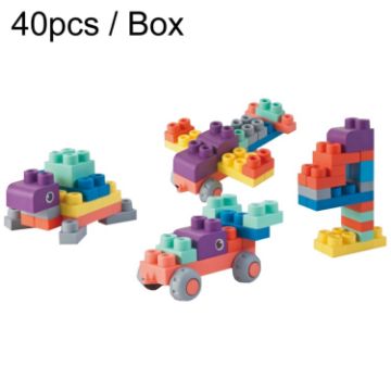 40pcs Baby Chewable Building Blocks Large Particle Puzzle Soft Rubber Toys - 1