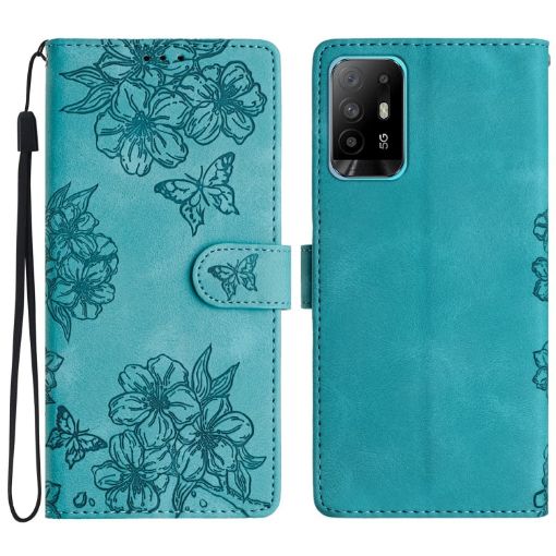 OPPO A94 5G Cherry Blossom Butterfly Phone Case (Green) - 1