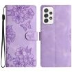 Samsung Galaxy A53 5G Cherry Blossom Butterfly PU Phone Case (Purple) - 1