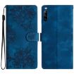 Sony Xperia L4 Cherry Blossom Butterfly PU Phone Case (Blue) - 1