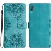 Sony Xperia L3 Cherry Blossom Butterfly PU Phone Case (Green) - 1