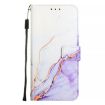 ZTE Blade A52 PT003 Marble Pattern Flip Leather Phone Case White Purple - 3