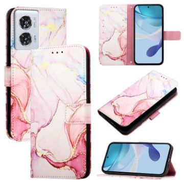 Motorola Edge 50 Fusion PT003 Marble Pattern Flip Leather Phone Case - Rose Gold - 1