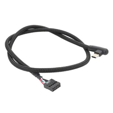 60cm Motherboard USB 9Pin To Type-C Elbow Data Cable - Black - 1