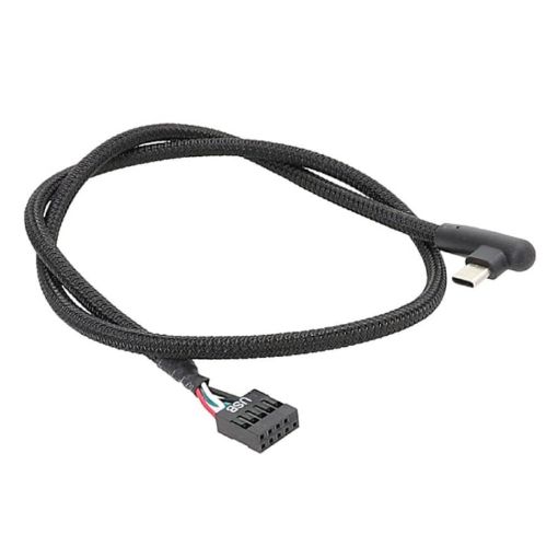 60cm Motherboard USB 9Pin To Type-C Elbow Data Cable - Black - 1