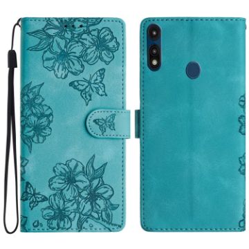 Motorola Moto E 2020 Cherry Blossom Butterfly Phone Case Green - 1