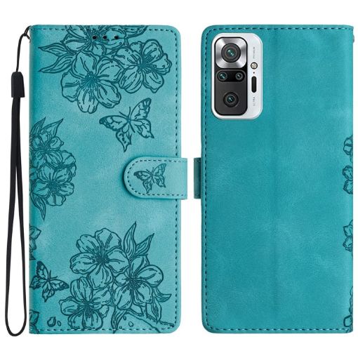 Xiaomi Redmi Note 10 Pro Max Phone Case - Cherry Blossom Butterfly Design (Green) - 1