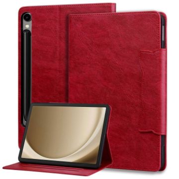 Samsung Galaxy Tab S9 FE/S9/S8/S7 Cat Buckle Leather Smart Tablet Case - Red - 1