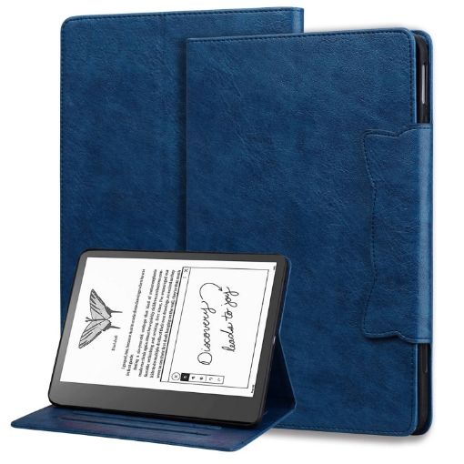 Royal Blue Leather Tablet Case for Kindle Scribe 10.2 inch - 1