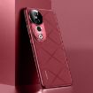Vivo S19 Pro Plain Leather PC Phone Case - Wine Red - 1