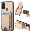 Motorola Moto E20/E30 Carbon Fiber Wallet Stand Phone Case - Khaki - 1