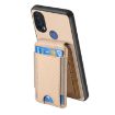 Motorola Moto E20/E30 Carbon Fiber Wallet Stand Phone Case - Khaki - 3