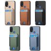Motorola Moto E20/E30 Carbon Fiber Wallet Stand Phone Case - Khaki - 6