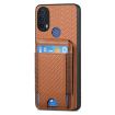 Motorola Moto E20/E30 Carbon Fiber Wallet Stand Case - Brown - 2