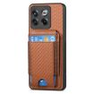 OnePlus 11 Carbon Fiber Wallet Stand Phone Case - Brown - 2