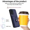 Samsung Galaxy A13 4G R20 Crossbody Rope Ring Card Holder Phone Case Blue - 3