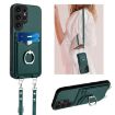 Samsung Galaxy S23 Ultra 5G R20 Crossbody Rope Ring Card Holder Phone Case Green - 1
