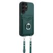 Samsung Galaxy S23 Ultra 5G R20 Crossbody Rope Ring Card Holder Phone Case Green - 2
