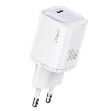 USAMS CC251 30W USB-C/Type-C GaN Fast Charger, EU Plug - White - 1