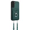 Samsung Galaxy S22 5G R20 Crossbody Rope Ring Card Holder Phone Case Green - 2