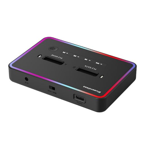 RGB NVME + SATA Blueendless M.2 Dual-Slot Hard Drive Base - 1