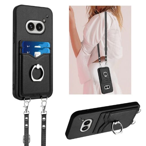 For Nothing Phone 2a R20 Crossbody Rope Ring Card Holder Phone Case - 1