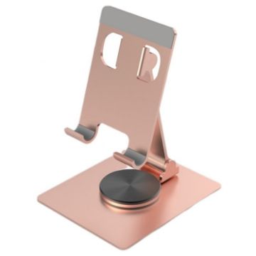 360 Degree Rotation Aluminum Alloy Desktop Phone Tablet Holder - Rose Gold - 1