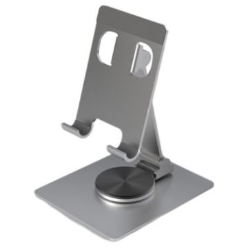 360 Degree Rotation Aluminum Alloy Desktop Phone Tablet Holder - Grey - 1